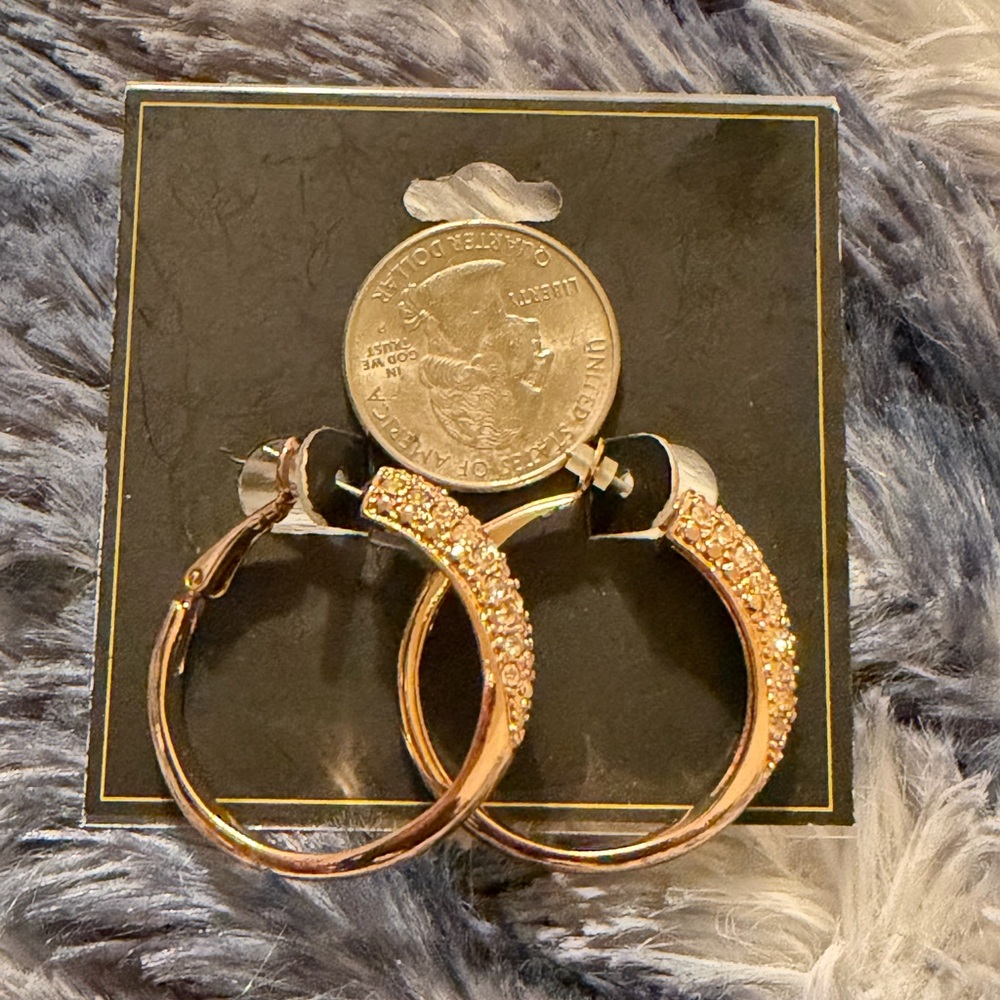 Nicole Sparkling Gold Hoop Earrings - Picture 9 of 11